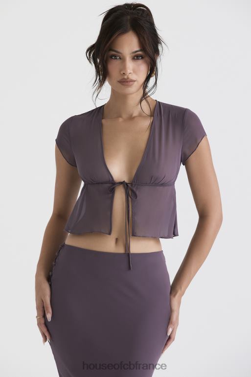 House of CB haut maia mauve foncé noué sur le devant N888H708 vêtements