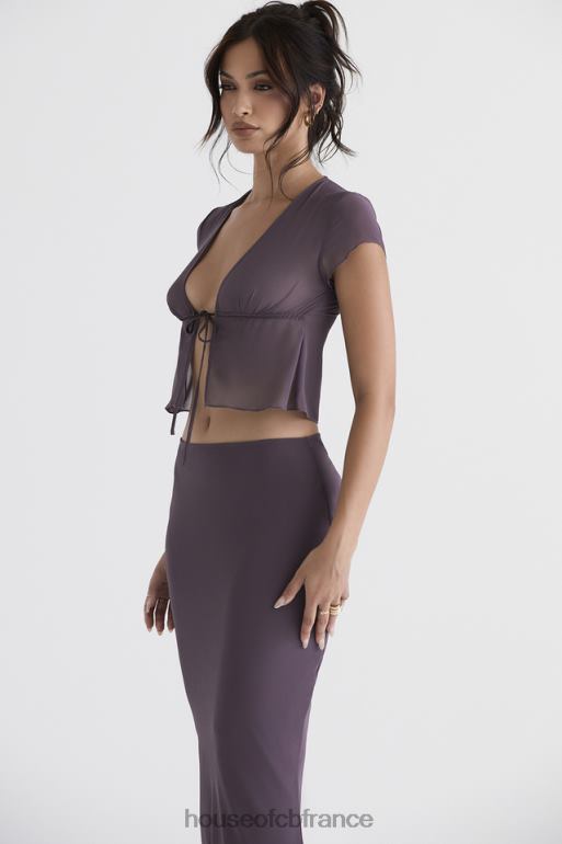 House of CB haut maia mauve foncé noué sur le devant N888H708 vêtements