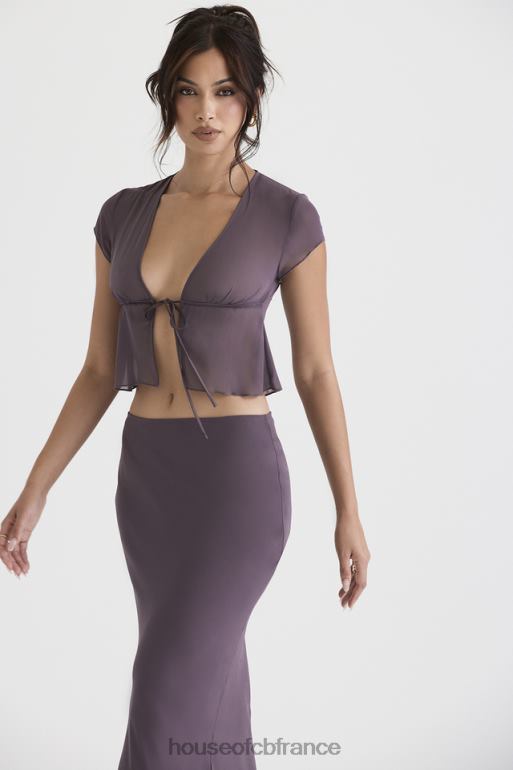House of CB haut maia mauve foncé noué sur le devant N888H708 vêtements
