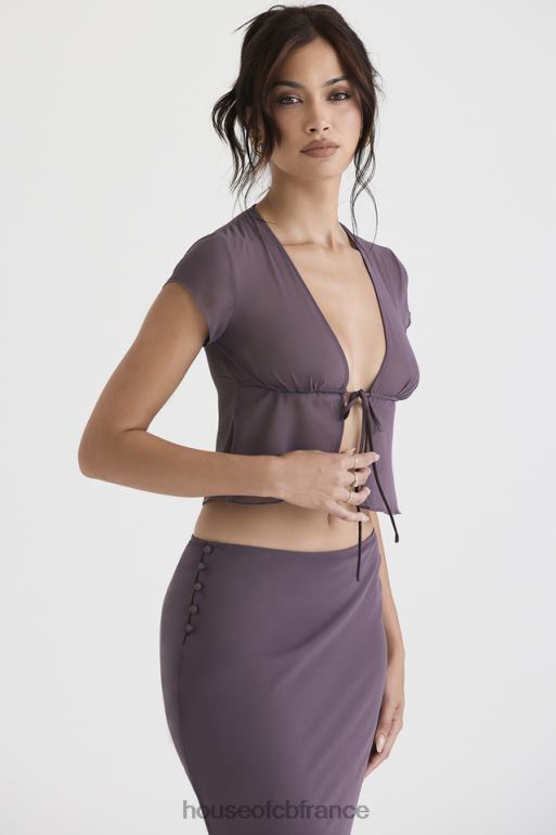 House of CB haut maia mauve foncé noué sur le devant N888H708 vêtements