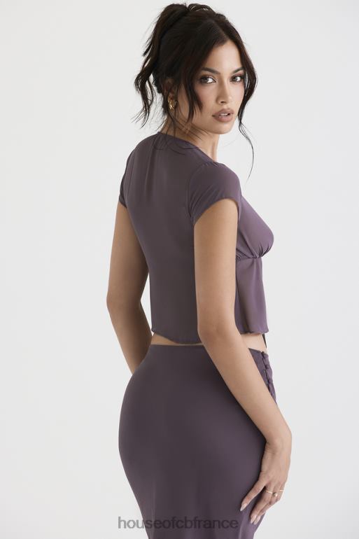House of CB haut maia mauve foncé noué sur le devant N888H708 vêtements