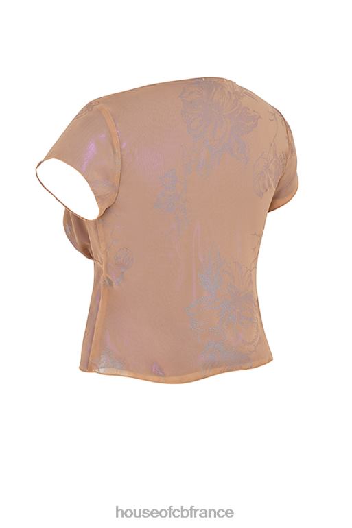 House of CB haut maia shimmer café au lait noué sur le devant N888H700 vêtements