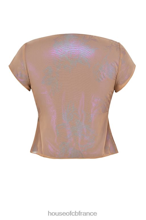 House of CB haut maia shimmer café au lait noué sur le devant N888H700 vêtements
