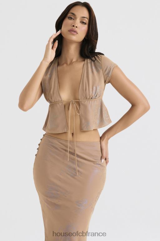 House of CB haut maia shimmer café au lait noué sur le devant N888H700 vêtements