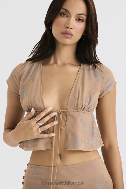 House of CB haut maia shimmer café au lait noué sur le devant N888H700 vêtements