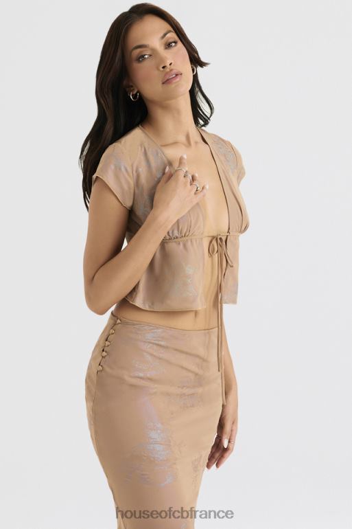 House of CB haut maia shimmer café au lait noué sur le devant N888H700 vêtements