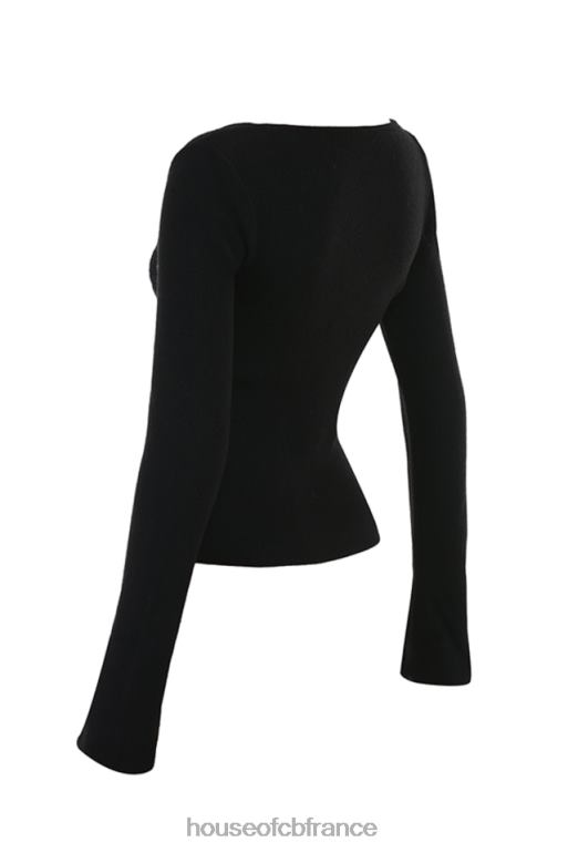 House of CB haut noir à bordure en dentelle candice N888H682 vêtements
