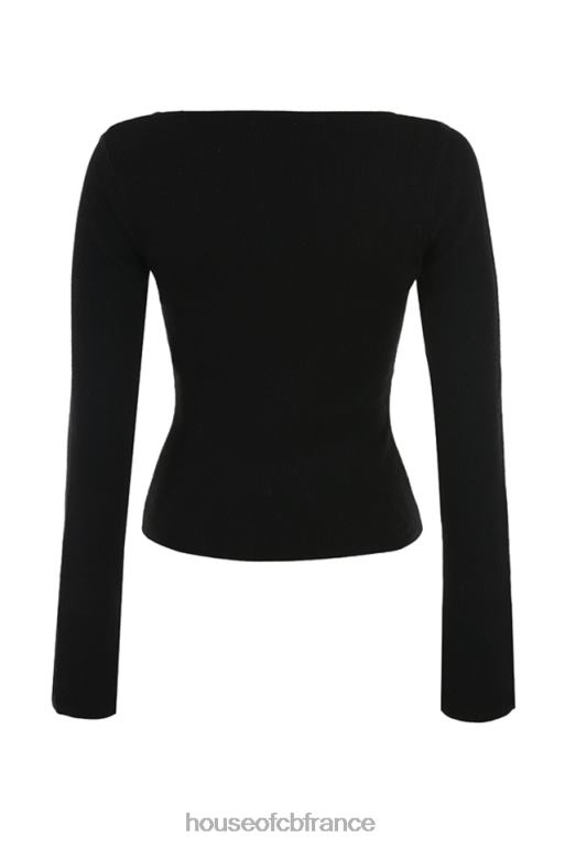House of CB haut noir à bordure en dentelle candice N888H682 vêtements