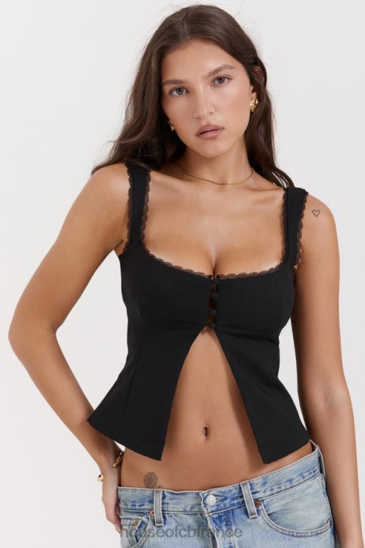 House of CB haut noura noir à bordure en dentelle N888H664 vêtements