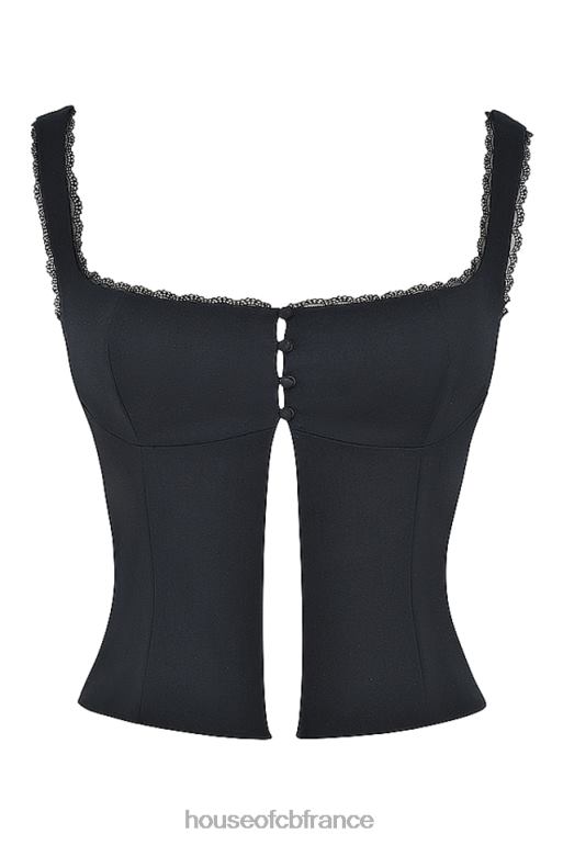 House of CB haut noura noir à bordure en dentelle N888H664 vêtements