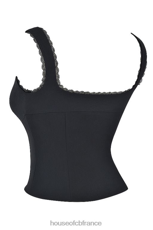 House of CB haut noura noir à bordure en dentelle N888H664 vêtements