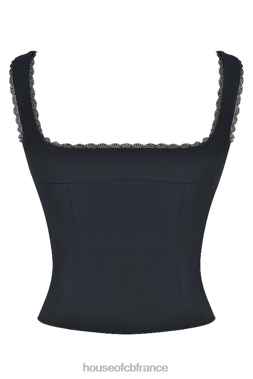 House of CB haut noura noir à bordure en dentelle N888H664 vêtements