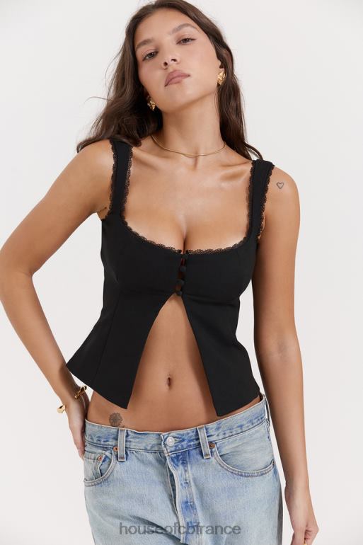 House of CB haut noura noir à bordure en dentelle N888H664 vêtements
