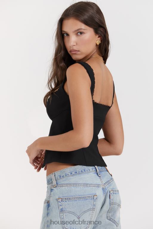 House of CB haut noura noir à bordure en dentelle N888H664 vêtements