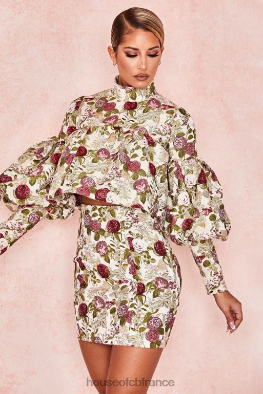 House of CB naeve - haut vintage à volants et fleurs N888H809 vêtements