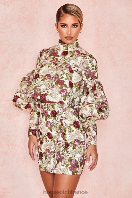 House of CB naeve - haut vintage à volants et fleurs N888H809 vêtements
