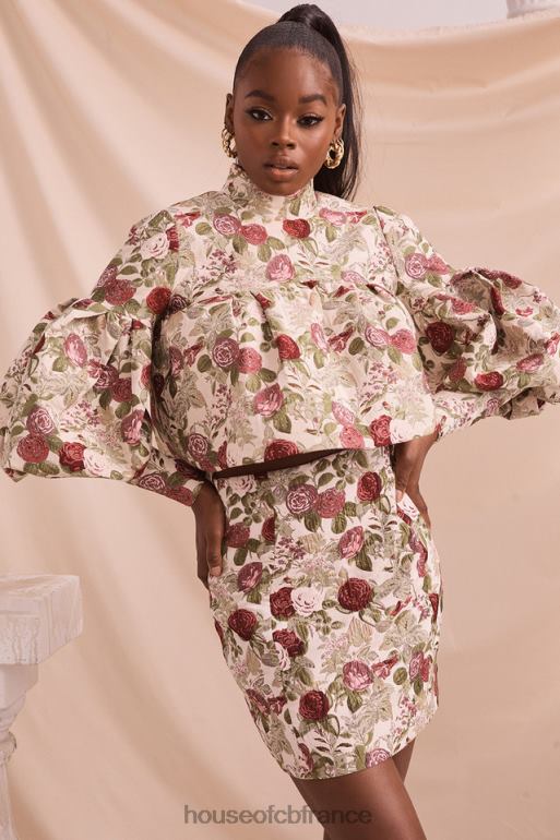 House of CB naeve - haut vintage à volants et fleurs N888H809 vêtements