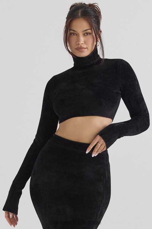 House of CB suri - top court en chenille noir N888H689 vêtements