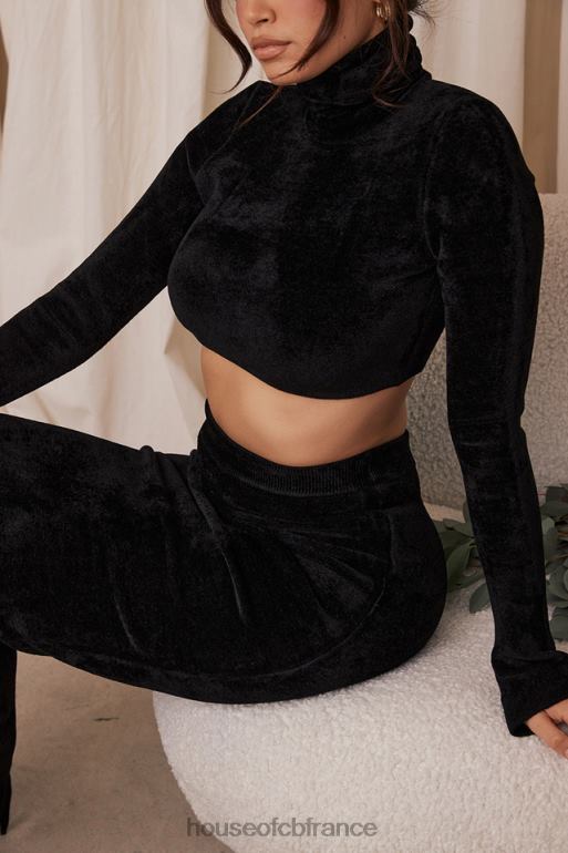 House of CB suri - top court en chenille noir N888H689 vêtements