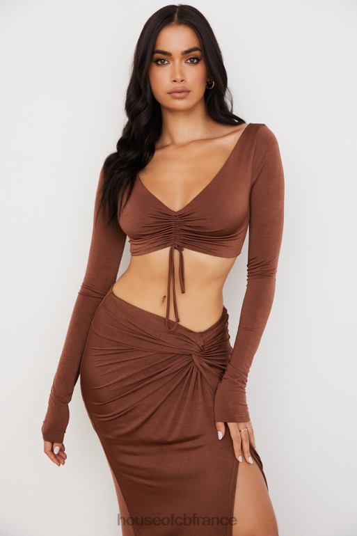 House of CB top court froncé chocolat angelita N888H749 vêtements