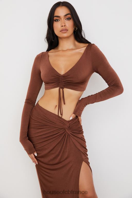 House of CB top court froncé chocolat angelita N888H749 vêtements