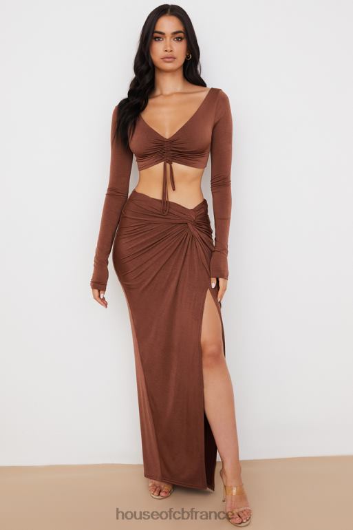 House of CB top court froncé chocolat angelita N888H749 vêtements
