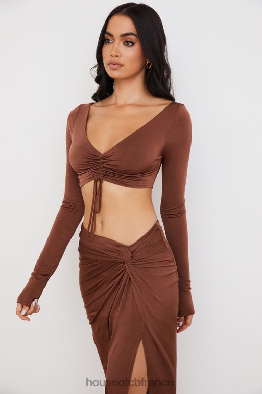 House of CB top court froncé chocolat angelita N888H749 vêtements