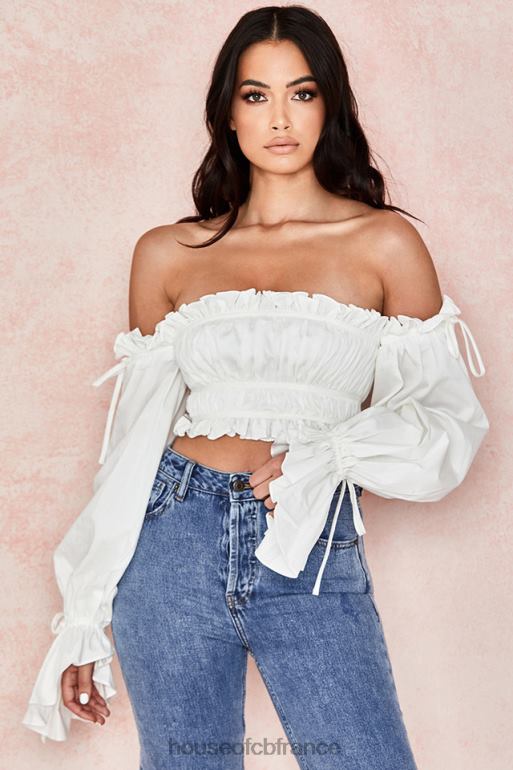 House of CB tula blanc - haut froncé à épaules dénudées N888H808 vêtements