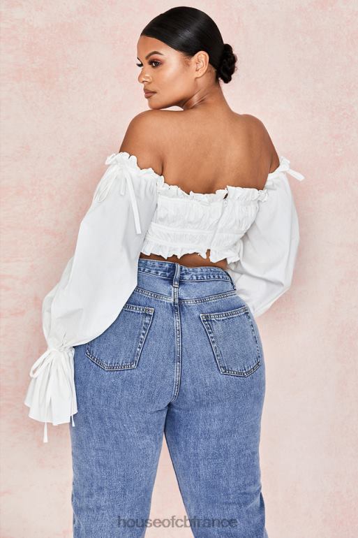 House of CB tula blanc - haut froncé à épaules dénudées N888H808 vêtements