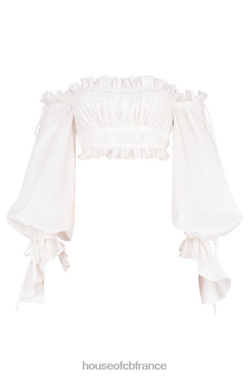 House of CB tula blanc - haut froncé à épaules dénudées N888H808 vêtements