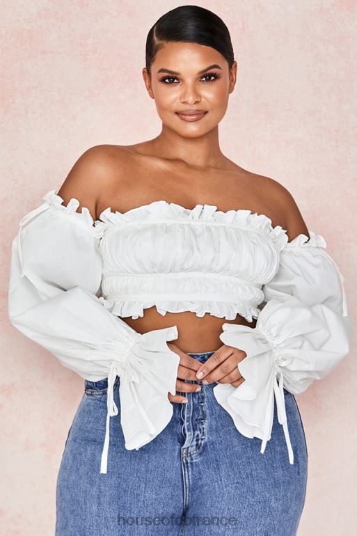 House of CB tula blanc - haut froncé à épaules dénudées N888H808 vêtements