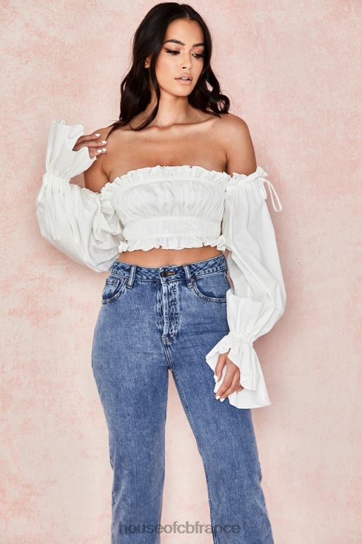 House of CB tula blanc - haut froncé à épaules dénudées N888H808 vêtements