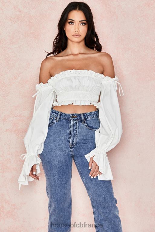 House of CB tula blanc - haut froncé à épaules dénudées N888H808 vêtements