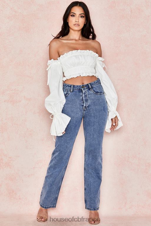 House of CB tula blanc - haut froncé à épaules dénudées N888H808 vêtements