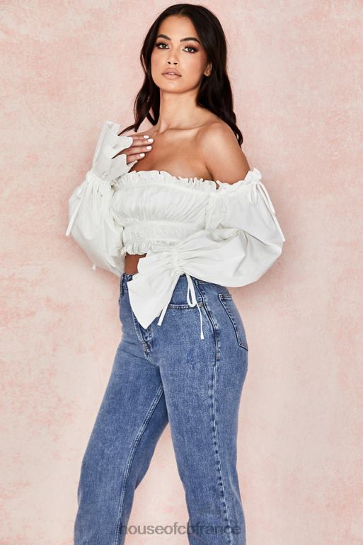 House of CB tula blanc - haut froncé à épaules dénudées N888H808 vêtements