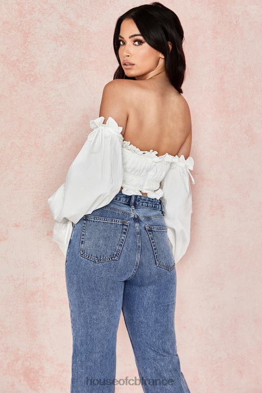 House of CB tula blanc - haut froncé à épaules dénudées N888H808 vêtements