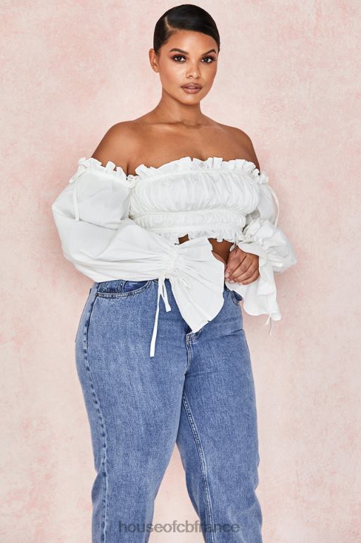 House of CB tula blanc - haut froncé à épaules dénudées N888H808 vêtements