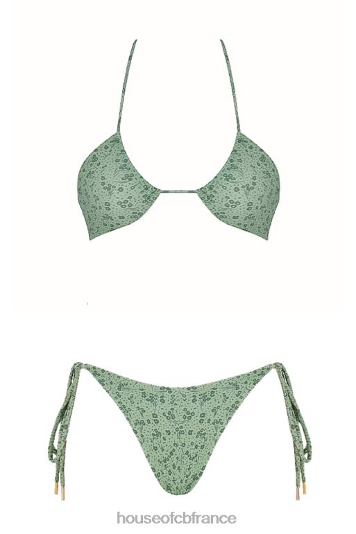 House of CB bikini triangle inversé à fleurs vert lire N888H1241 vêtements