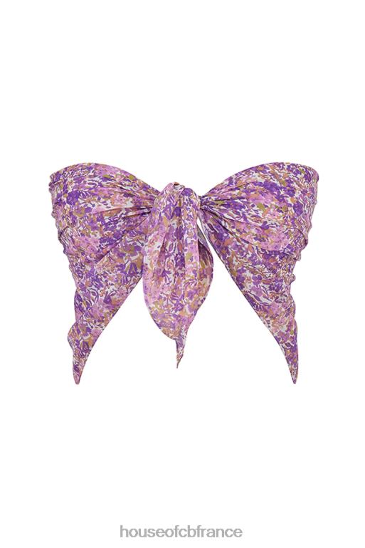 House of CB écharpe multi-usage florale violette de Paros N888H1236 vêtements