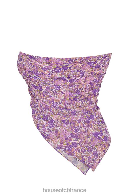 House of CB écharpe multi-usage florale violette de Paros N888H1236 vêtements