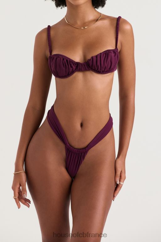 House of CB bas de bikini échancré froncé athens prune N888H1228 vêtements