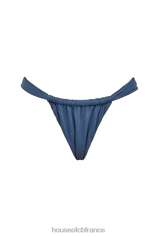 House of CB bas de bikini échancré froncé bleu profond Athens N888H1176 vêtements
