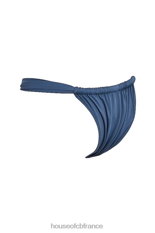 House of CB bas de bikini échancré froncé bleu profond Athens N888H1176 vêtements