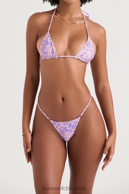 House of CB bas de bikini string violet à fleurs ravello N888H1223 vêtements