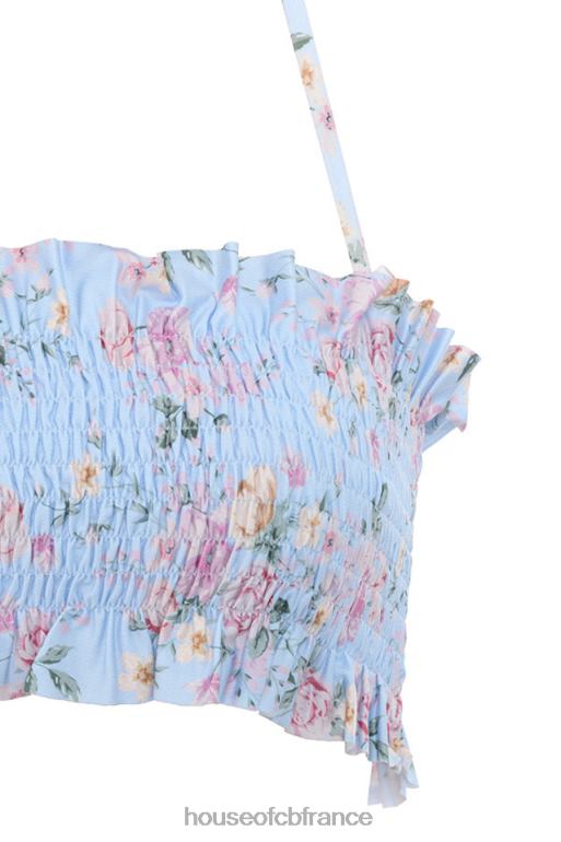 House of CB bikini froncé à imprimé floral bleu perdita N888H1246 vêtements