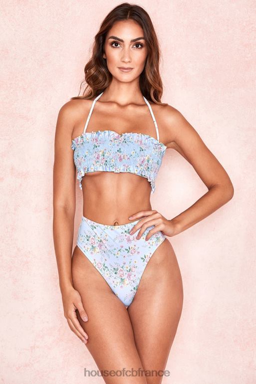 House of CB bikini froncé à imprimé floral bleu perdita N888H1246 vêtements