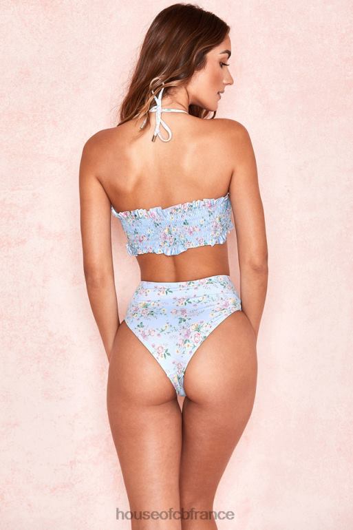 House of CB bikini froncé à imprimé floral bleu perdita N888H1246 vêtements