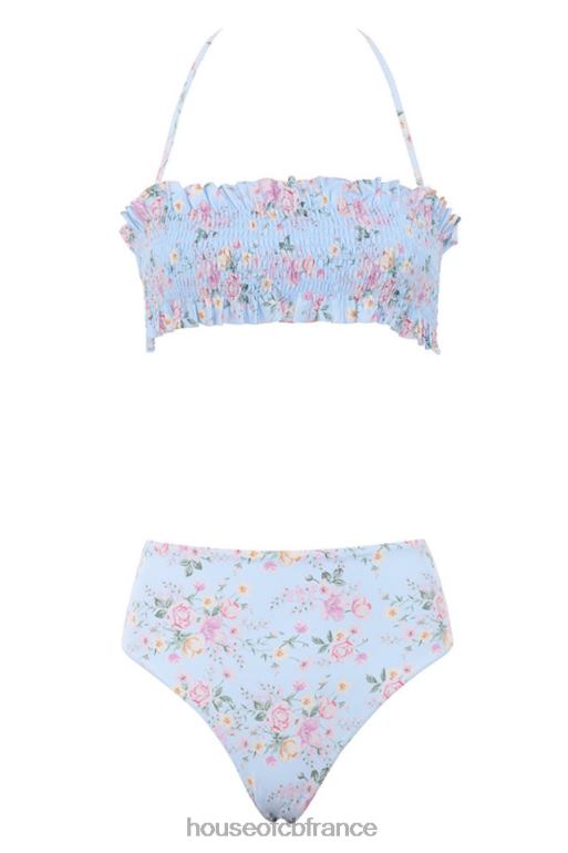 House of CB bikini froncé à imprimé floral bleu perdita N888H1246 vêtements