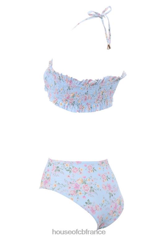 House of CB bikini froncé à imprimé floral bleu perdita N888H1246 vêtements