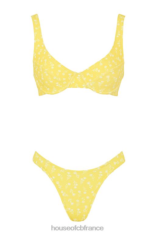 House of CB bikini à imprimé floral blanc jaune mariposa N888H1237 vêtements